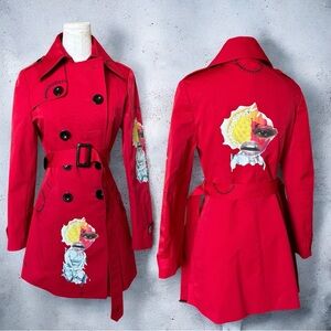 Beautiful reworked custom one of a kind red upcycled coat.